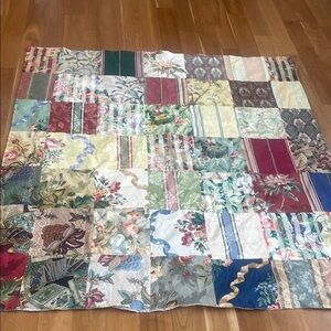 Patchwork Quilt with Multicolor Floral Patterns 69X76 inches . Handmade